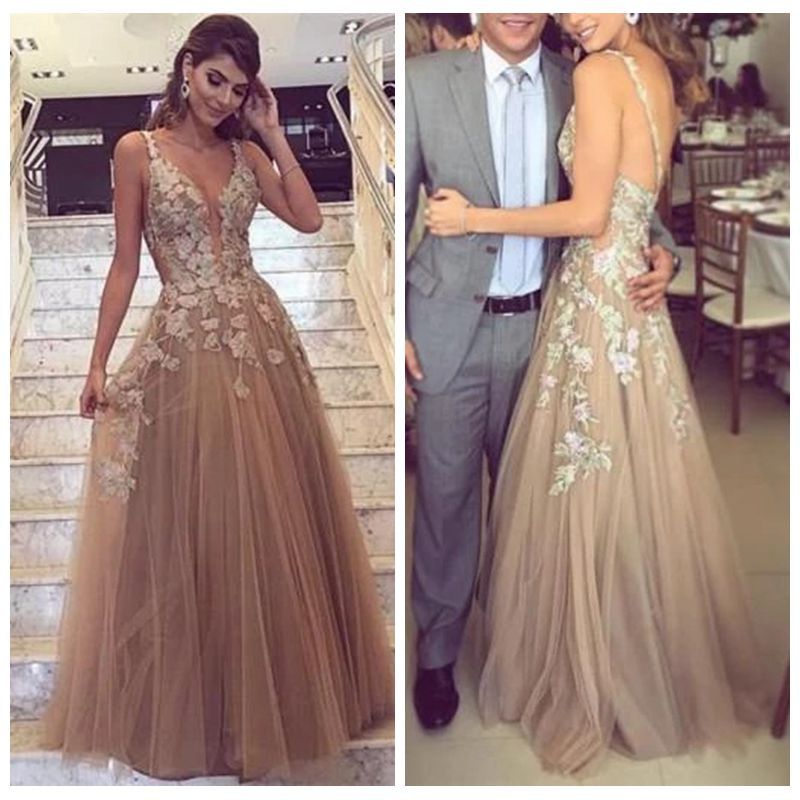 champagne colored evening gowns