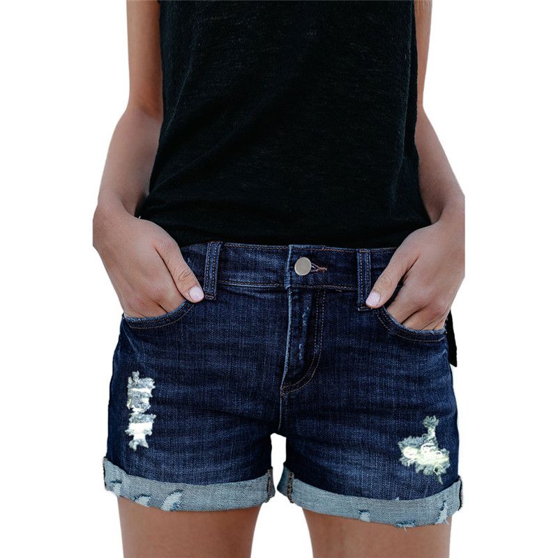 dark denim jean shorts