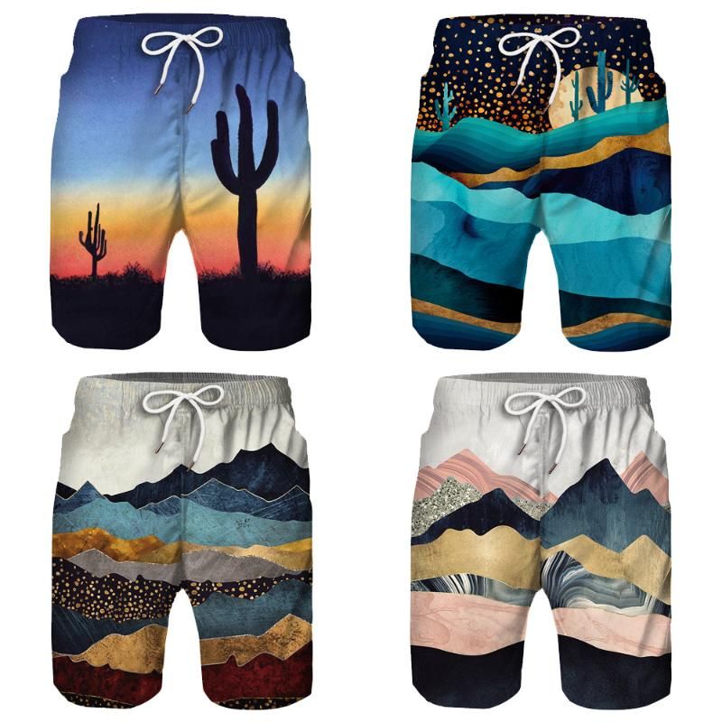 lidongsing Colors Cactus Pattern Succulent Boys Fast Drying Beach Swim Trunks Sports Swim Board Shorts