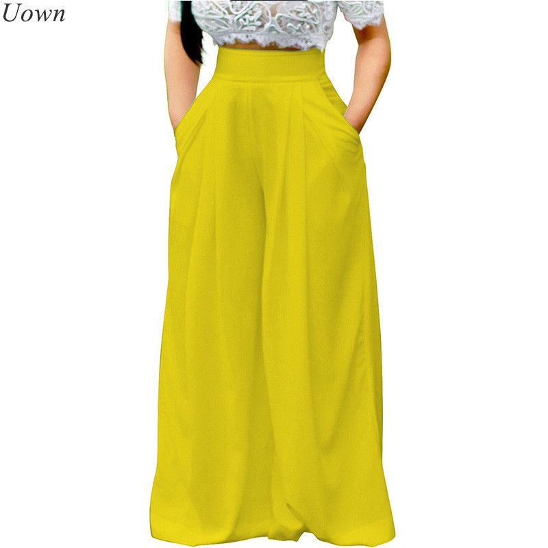 Compra Doyerl Mujeres Pantalones Palazzo Sueltos Ocasionales Pantalones De Talle  Alto Con Pierna Ancha Pantalones Largos De Culottes Plisados \u200b\u200bPantalones  Elásticos Con Bolsillos Y19051701 Barato | Entrega Rápida Y Calidad |  Es.Dhgate