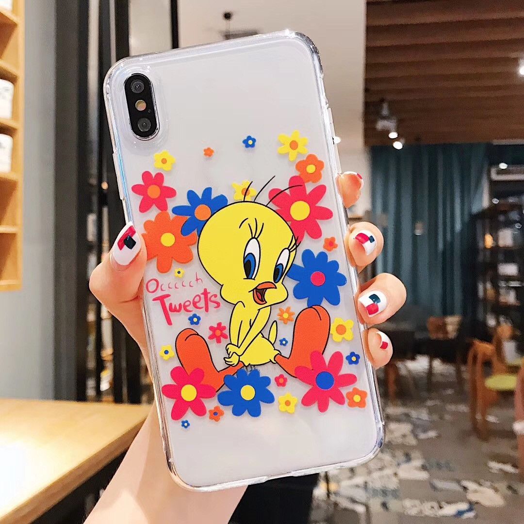 Dibujos Funda para Celular Transparente Azul Rojo Flor Pequeño Pato Amarillo Patrón Lindo Para