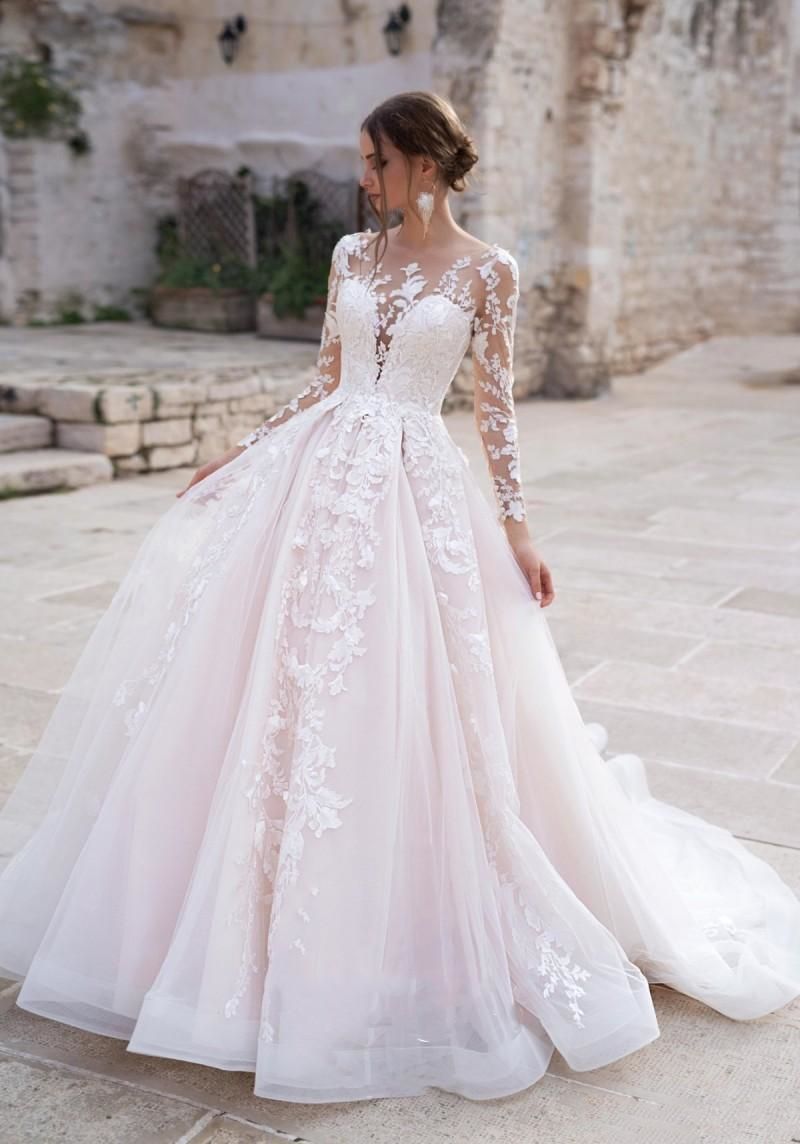 Discount Naviblue 2020 Blush Pink Wedding Dresses Lace