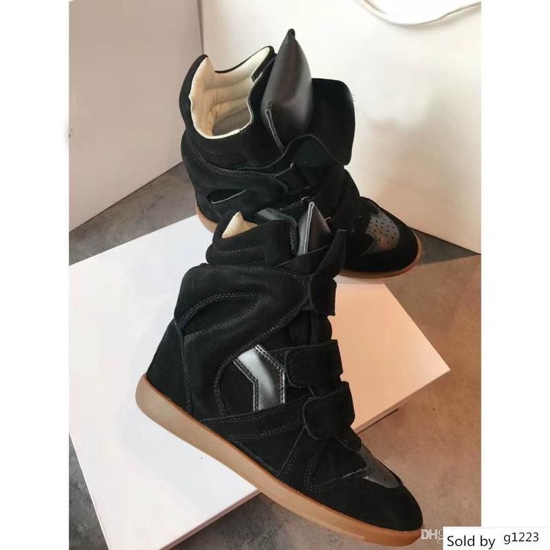 black wedge trainers