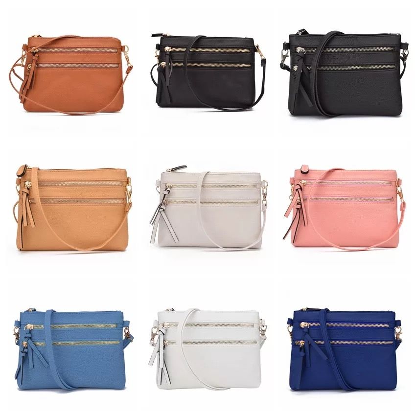 triple zipper crossbody bag
