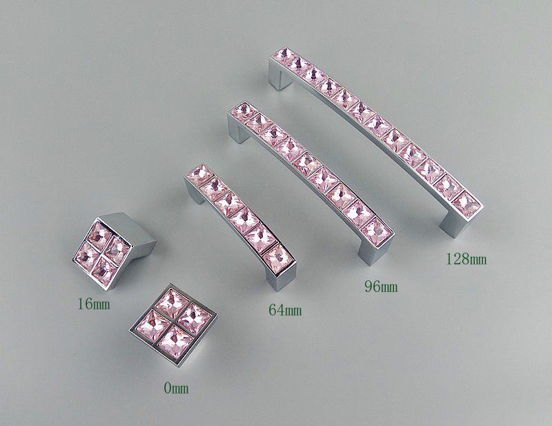 2020 Crystal Glass Series Diamond Pink Furniture Handles Door