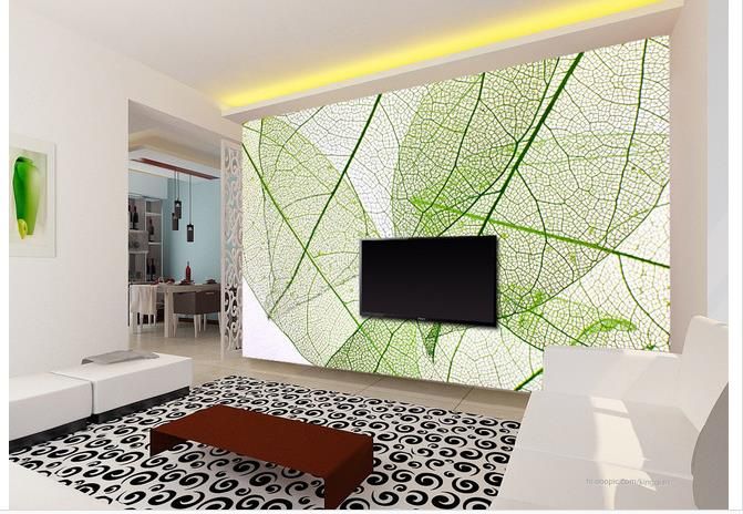 Green veins living room TV background wall painting modern living room  wallpapers