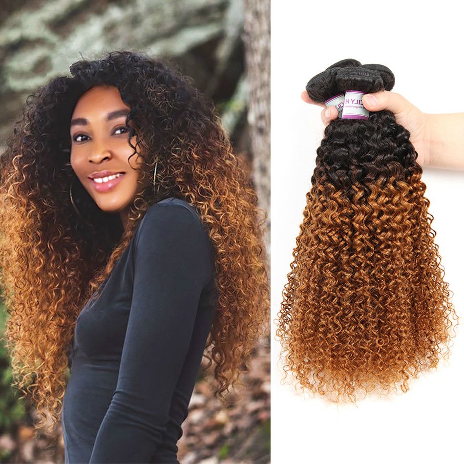 Brazilian Hair 1b 30 Brown Kinky Curly Hair Bundles Weave Human