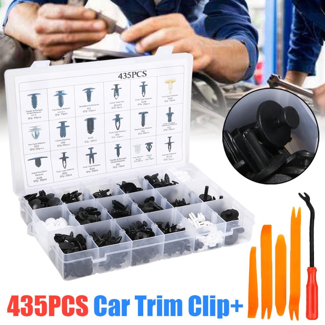 435Pcs Car Body Trim Clips Retainer Bumper Rivets Screw Panel Push Fastener Kit