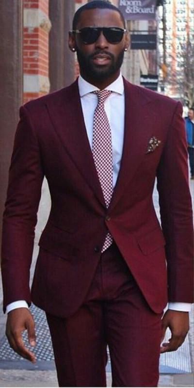 Acquista 2019 Abiti Da Cerimonia Uomo Borgogna Abiti Da Sposa