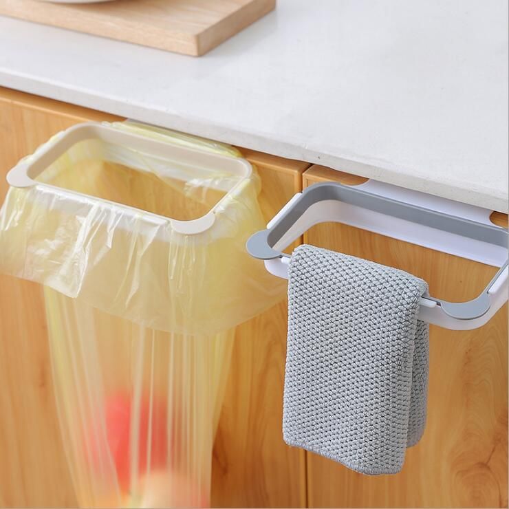 práctico soporte de plástico para armario de cocina organizador portátil CNSFFS Soporte para bolsa de basura colgante 