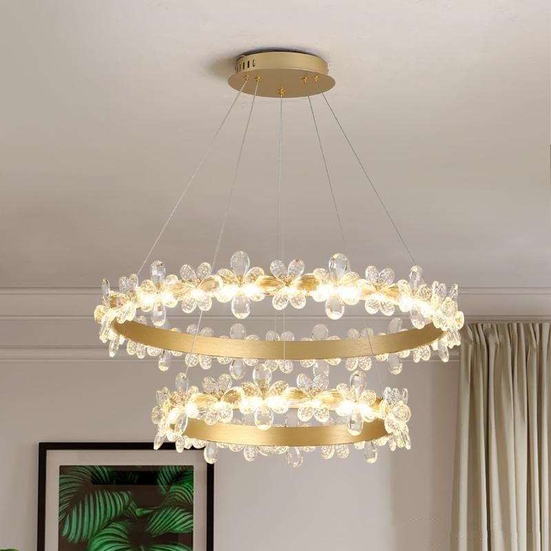 Modern Golden Circle Rings Crystal Chandelier Lighting For Living Room Led Lustres For Dining Room Lustre Moderno Led Lampadari Sold By Weny Ceiling Fans With Lights Ceiling Light From Shenqizhi123 181 91 Dhgate Com