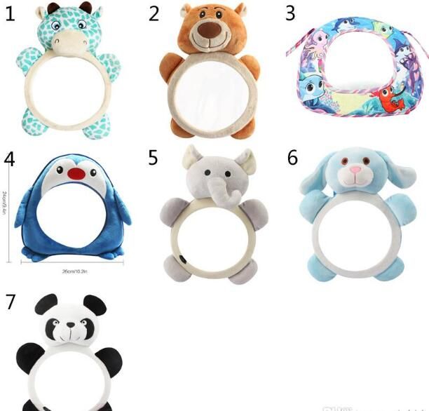 Cartoon Plush Bear Adjustable Baby Car Back Seat Mirror Kids Safety View Monitor