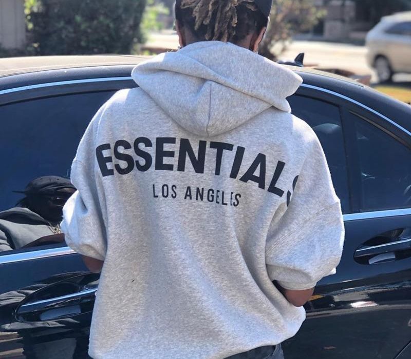 GOD ESSENTIALS LOGO FLEECE HOODIE GREY