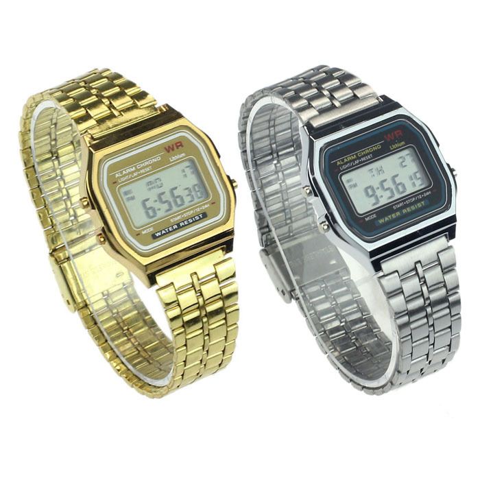women's digital watch metal band