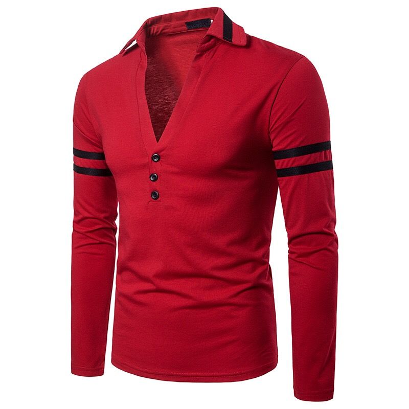 red v neck polo shirt
