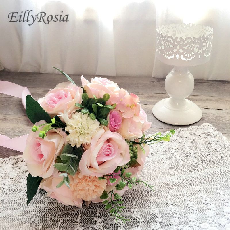 Acheter Petite Taille Rose Bouquet De Mariée Pour Demoiselle Dhonneur Fleur Filles De Mariage Fleurs Roses Artificielles Ruban De Soie Beau Bouquet