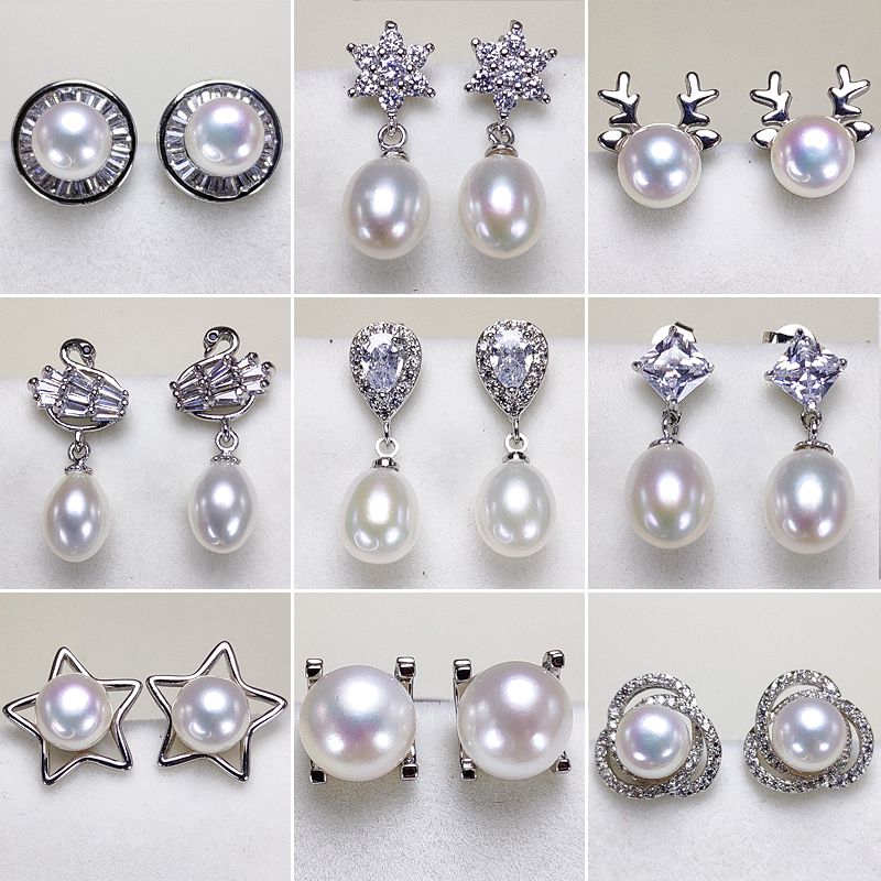 Sz Diseña Nuevos Pendientes De Perlas Redondas Elegantes Y Sz Diseña Nuevos Pendientes De Perlas Redondas Elegantes Y