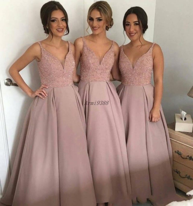 sparkly blush bridesmaid dresses