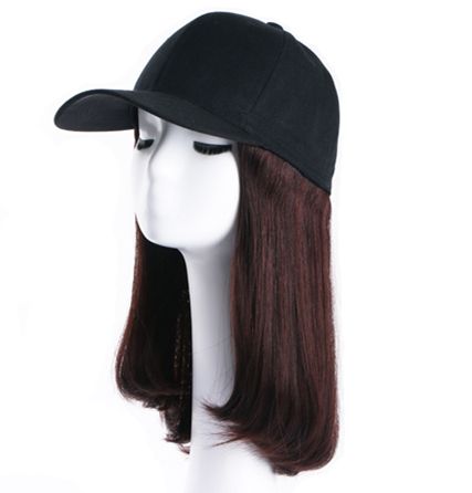 Black hat Brown hair