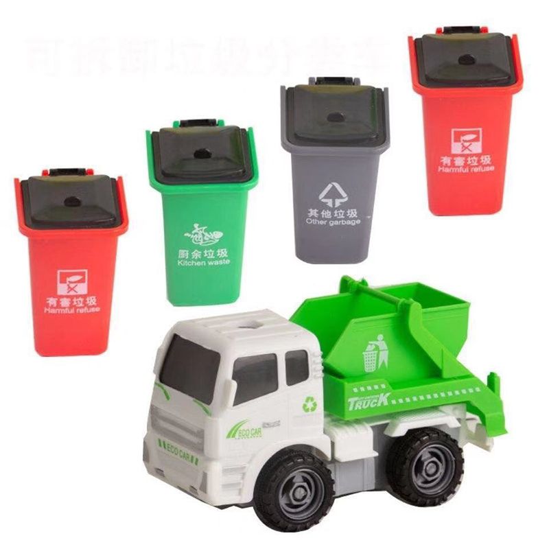 garbage truck toy with bins