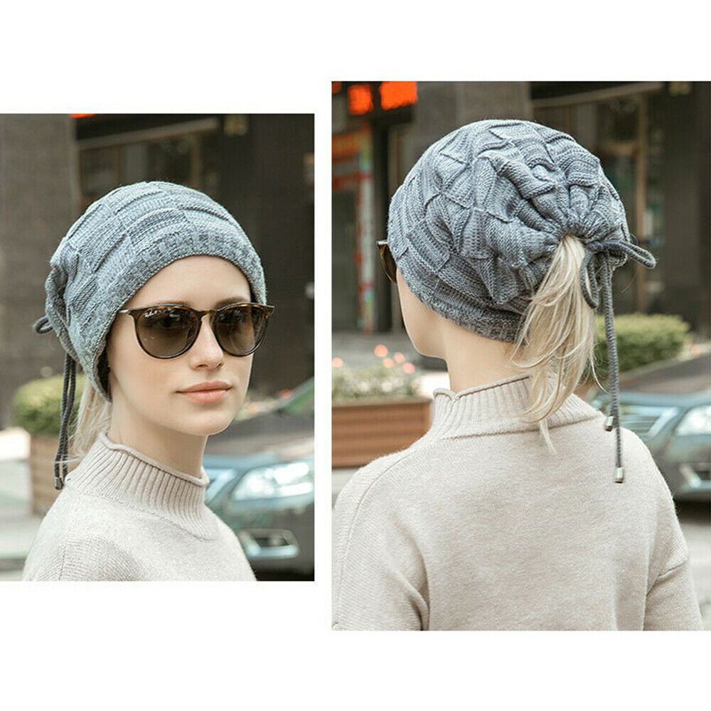 Mens Ladies Knitted Woolly Winter Oversized Slouch Beanie Hat Cap Unisex
