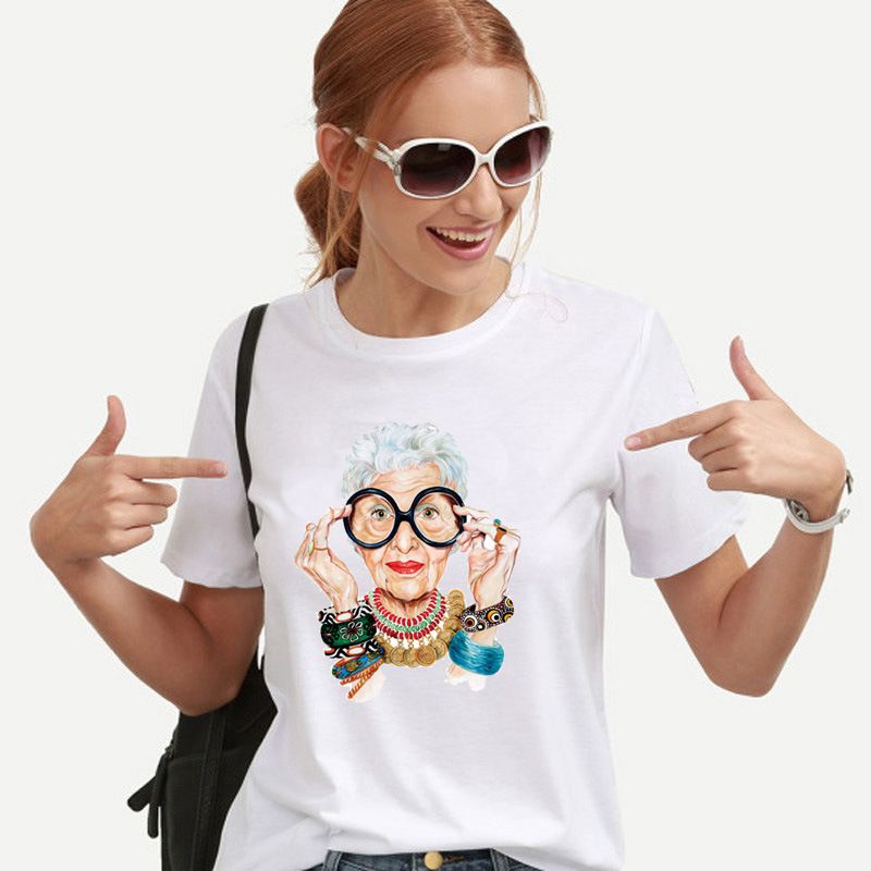 Asia Pigmento Establecimiento 2019 Reina De La Moda IRIS APFEL Camiseta Mujer Harajuku Tops Camiseta  Casual Femme Mujer Verano Camiseta Mujer De Manga Corta De 6,81 € | DHgate