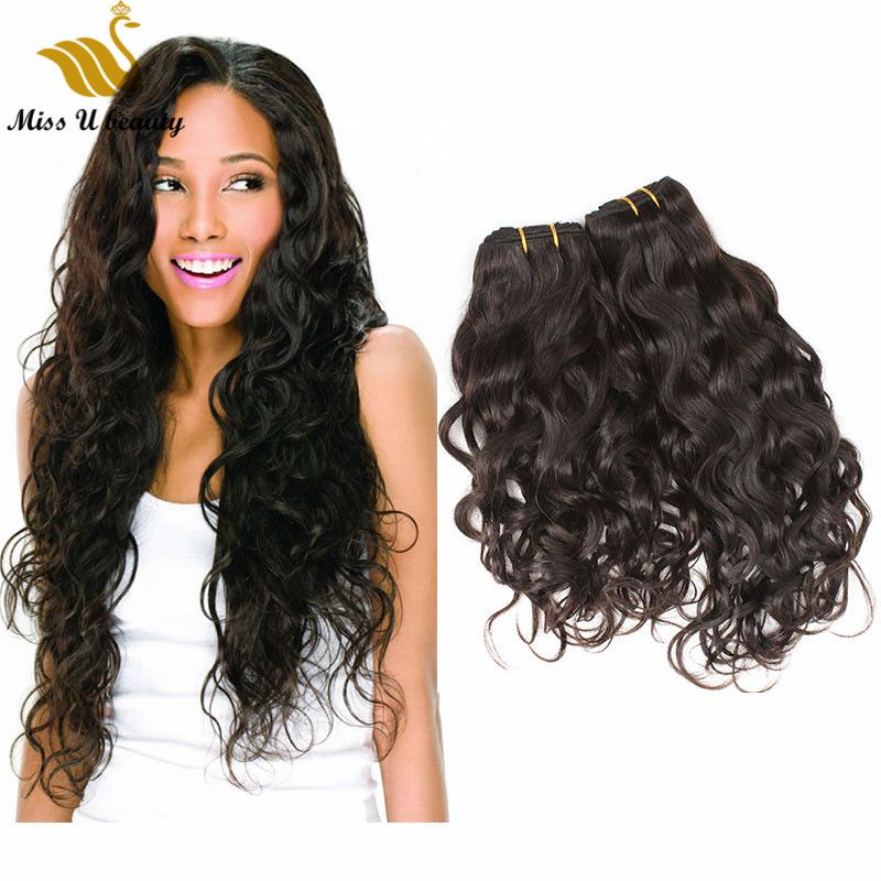 Human Hair Full Head 4 Bundles Natural Wave Water Wave Kinky