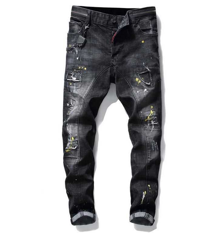 Compra Hombres Slim Fit Tamaño Grande Jeans Pintura Hombre Agujero Estilo  Destruido Feo Straight Straight Lave Luxury Casual Regular Denim Pantalones  Pantalones Pantalones 1010 Barato | Entrega Rápida Y Calidad | Es.Dhgate