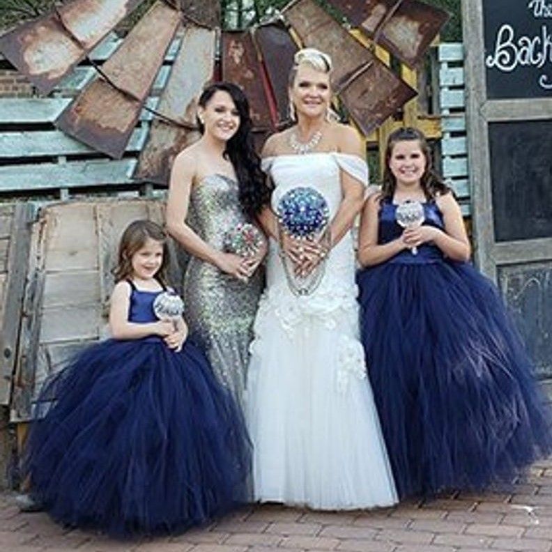 dark blue flower girl dresses