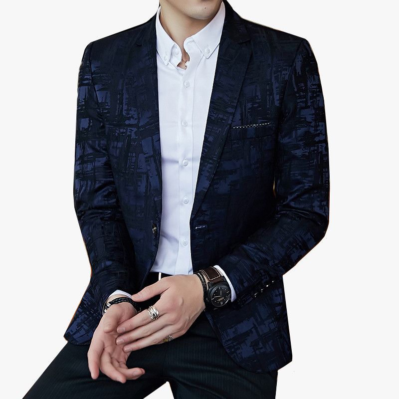 Compra Patrón De Rayas Blazers Para Hombre Slim Fit Blazer Slim Business  Casual Para Hombre Con Estilo Primavera Otoño Versión Coreana Chaqueta De  Traje Barato | Entrega Rápida Y Calidad | Es.Dhgate