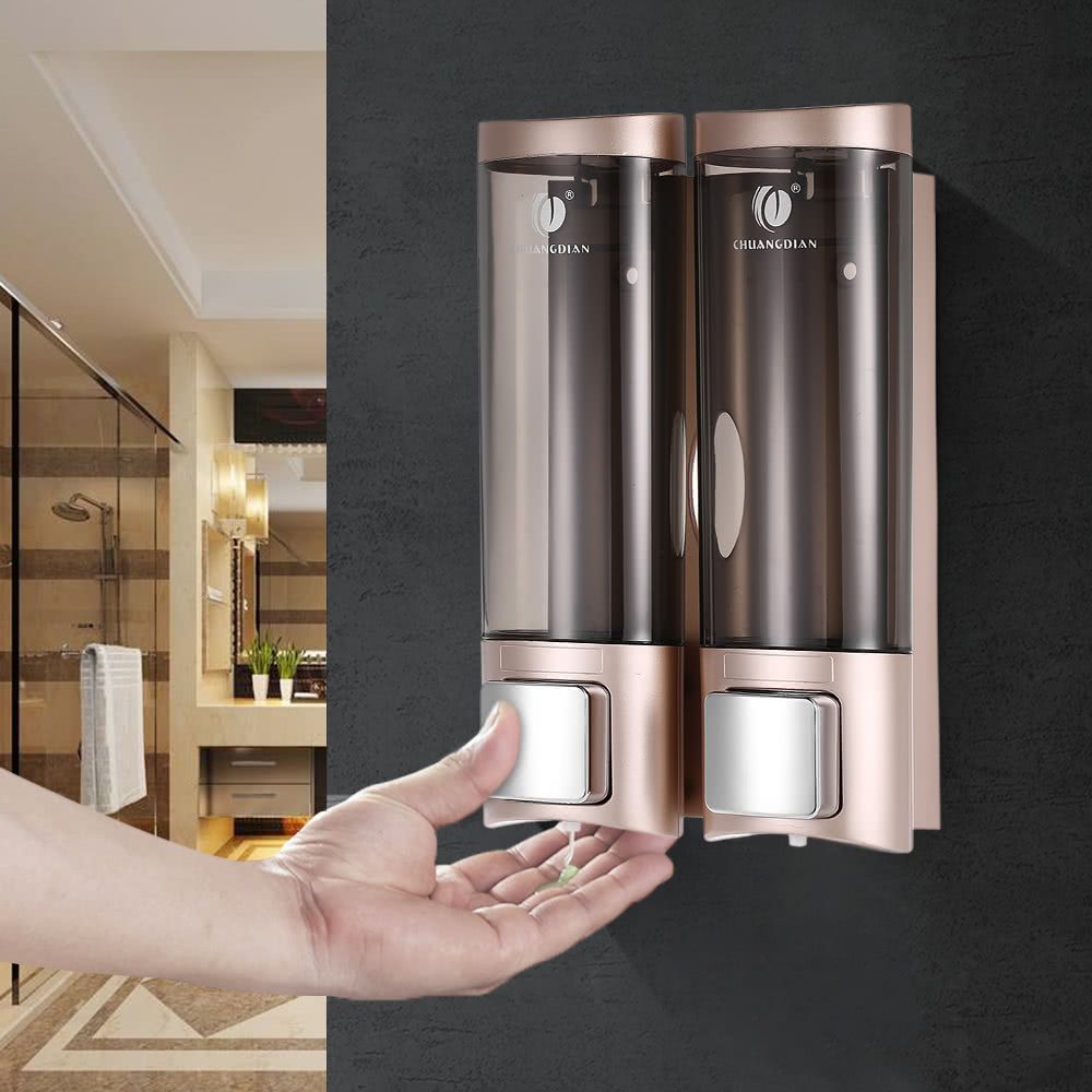 Anself Wall Mounted Manual Soap Dispenser for Hair Shampoo and Hand 200ml Champagne Gold 