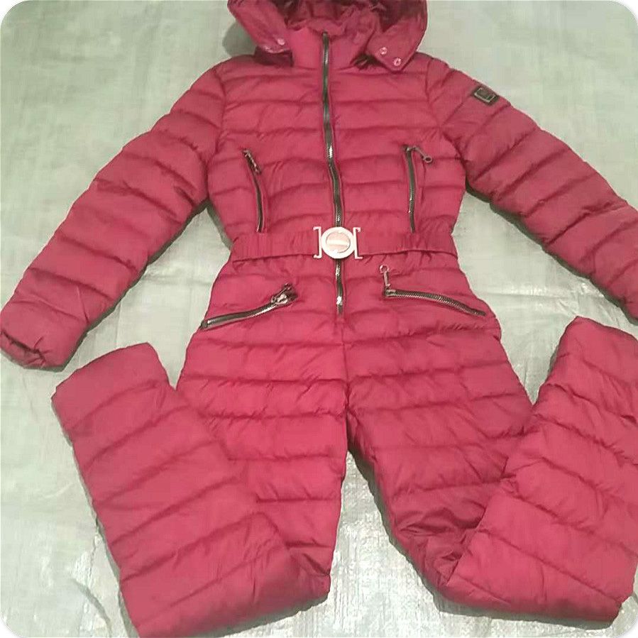 red one piece ski suit