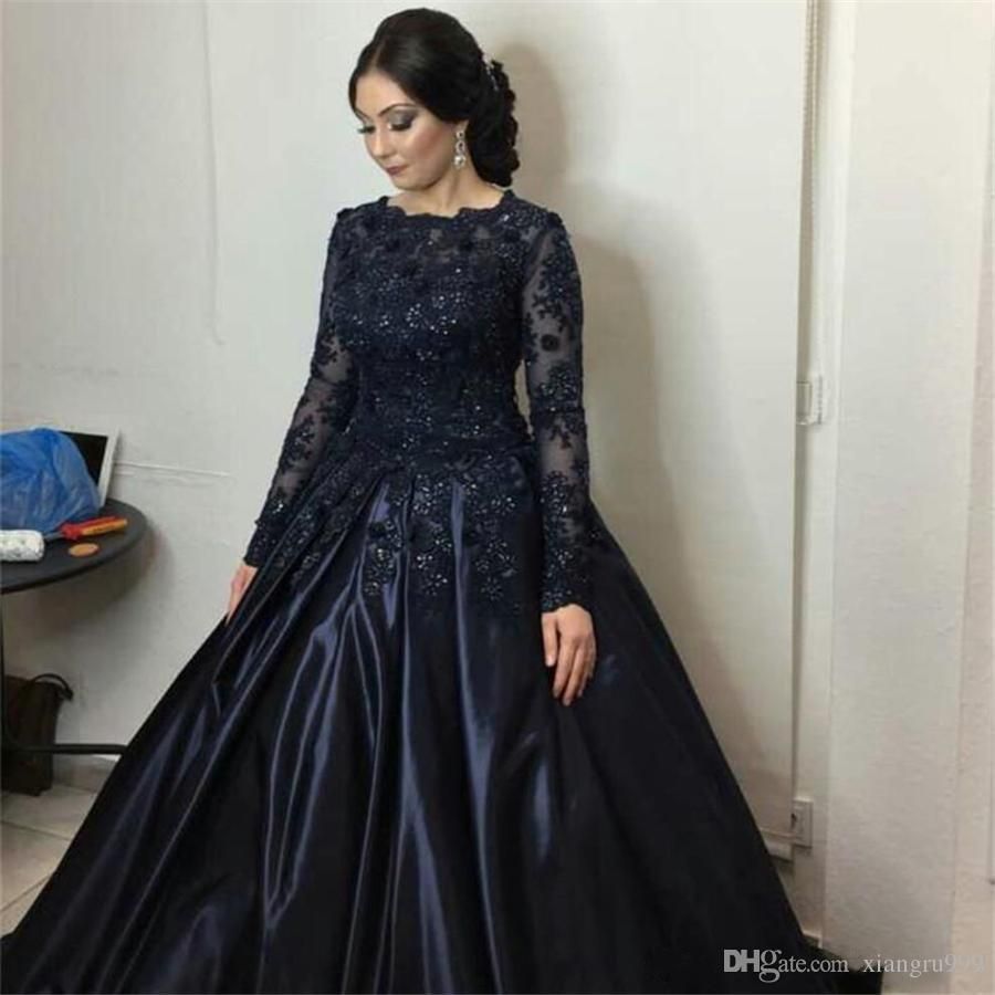 long gown navy blue