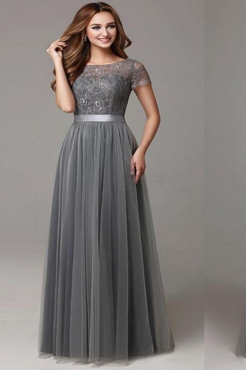 dark grey chiffon dress