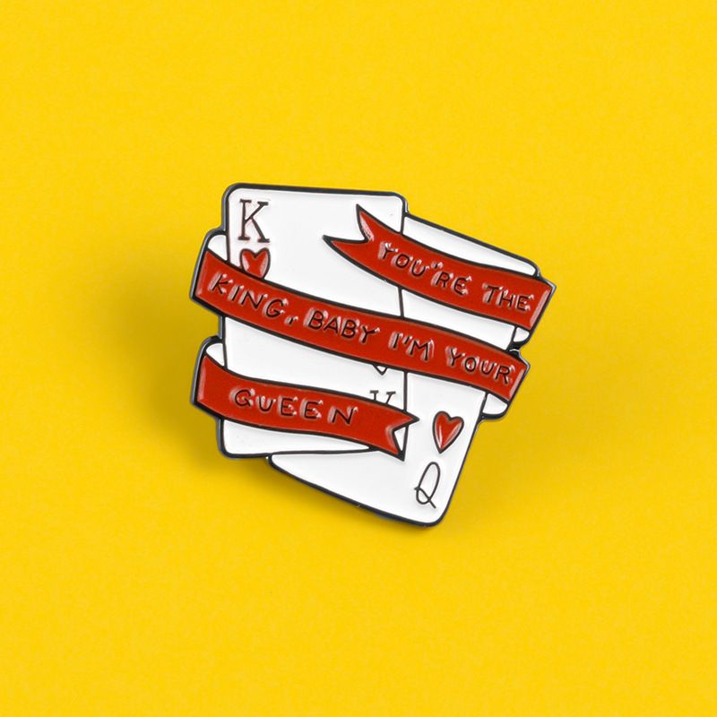 2020 You Re The King Baby Im Your Queen Poker Brooches Red Hearts