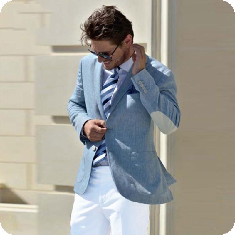 Acheter Blanc Coudières Bleu Hommes Costumes De Plage Dété Mariage Business Casual Male Blazers Homme Veste Dernières Pantalon Manteau Costume Homme