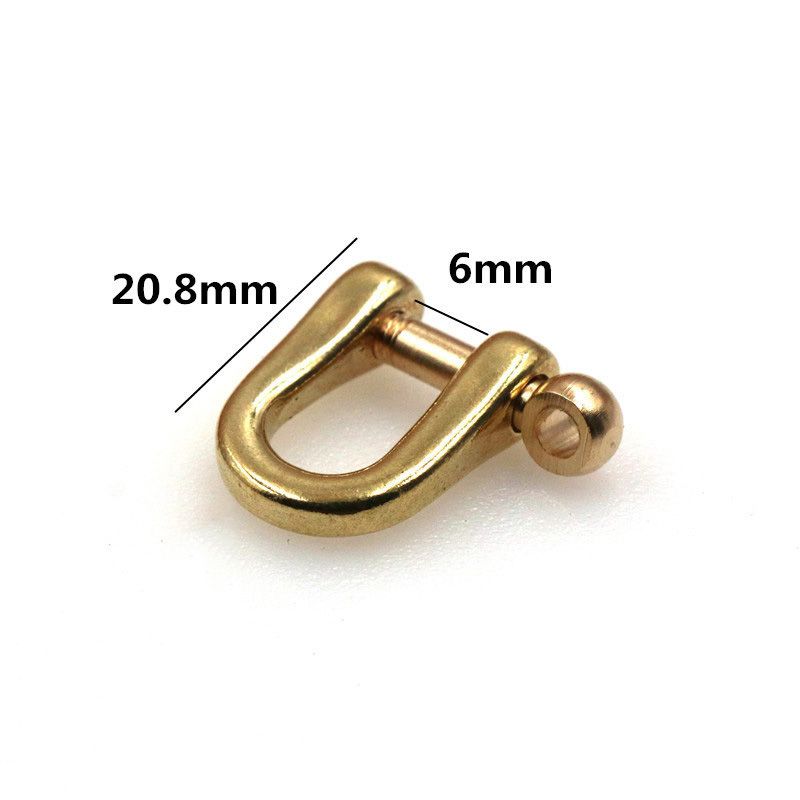 4Pcs 6mm Solid Brass Carabiner Shackle Key Chain D Ring Hook Clasp Belt Strap 