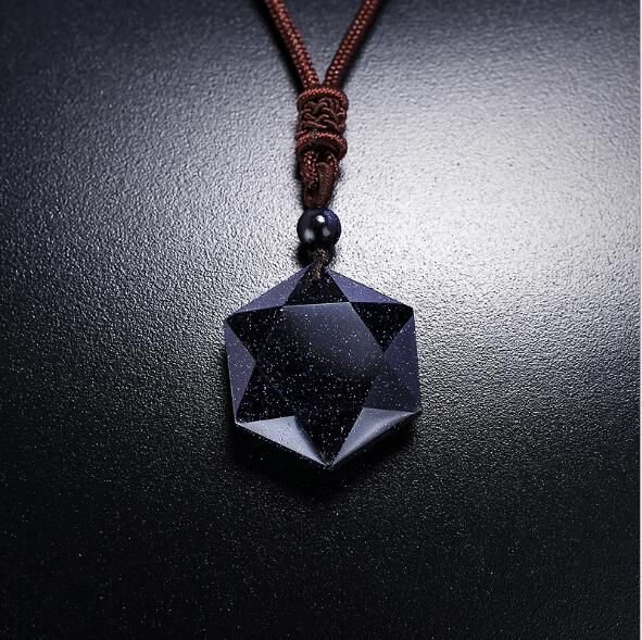 Wholesale Natural Gemstone Pendant Cubic Hexagram Necklace Jewelry making