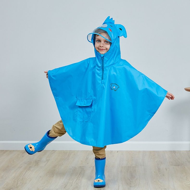 Filles Garçons Imperméable 3D Enfants Tout en Un Costumes de Flaque d'eau Bébé À Capuche Costume de Pluie avec Réflecteur Imperméable Poncho Chapeau Transparent Bord 