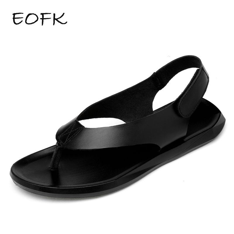 Eofk Summer Men Genuine Leather Sandals New Design Fashion Casual Black Slip On Sandals Man Mens Flat Rubber Leather Flip Flops Shoes For Women Nude Wedges From Kaochange 20 97 Dhgate Com