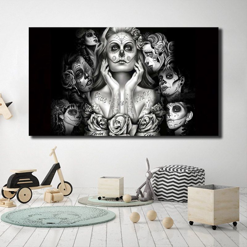 2019 Sugar Skull Girl Wallpaper Of Hd Wall Art Canvas Poster And Print Painting Decorative Picture For Office Living Room Home Decor From