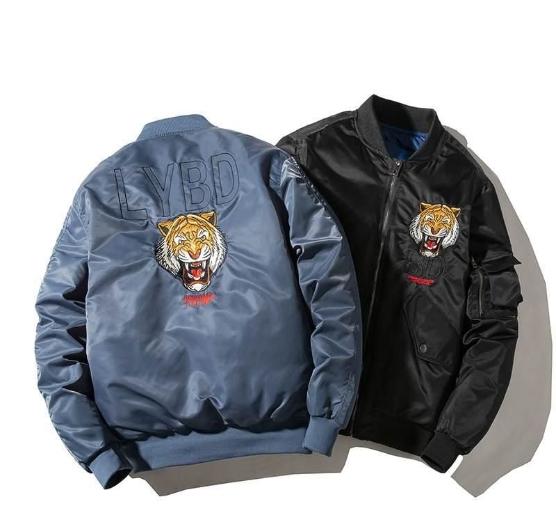 New Bomber Mens Jackets Embroidery Golden/&white tiger flight Jacket Coats 2019