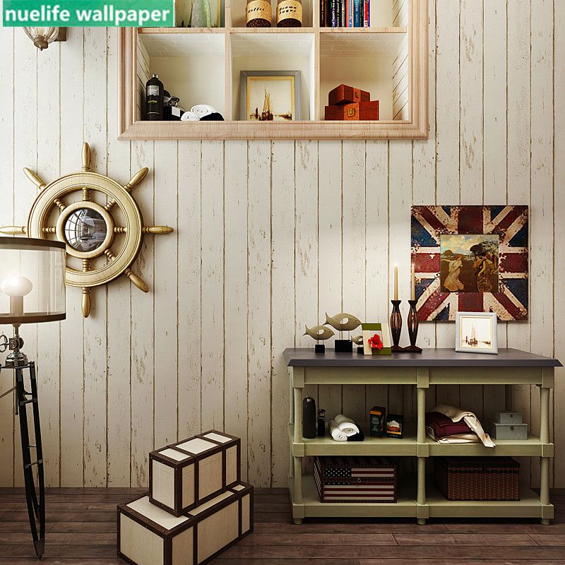 Vintage Mediterranean Style Light Yellow Imitation Wood Pattern