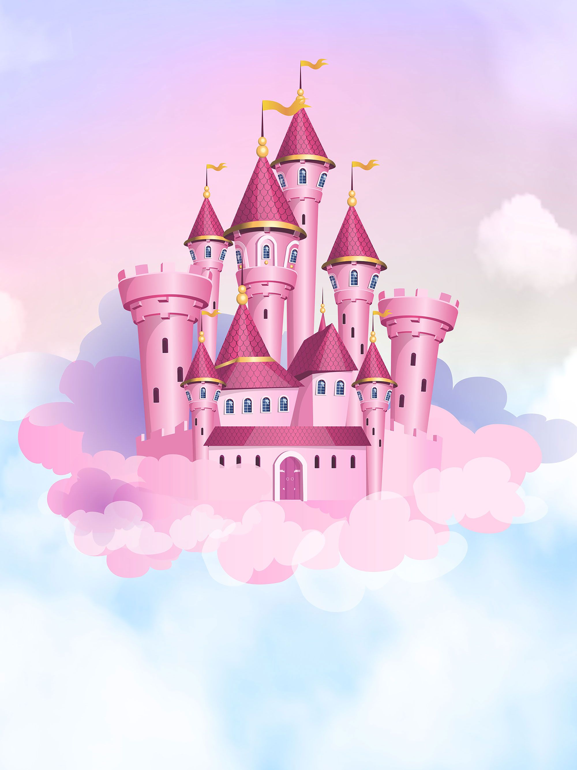 2019 Cartoon Castle Banner Vinyl Photography Backdrops Sky And