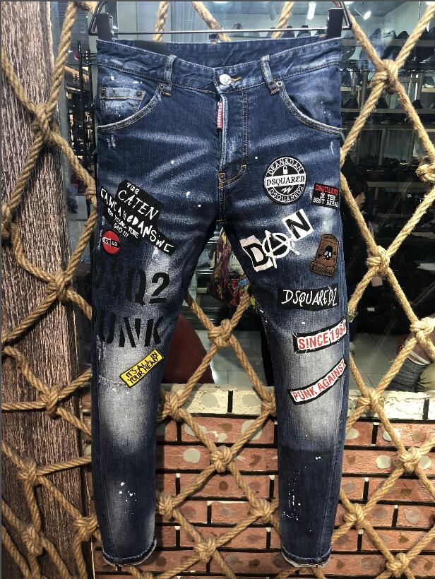 Compra Mens Pantalones Vaqueros De Diseño Pantalones Rasgado De Los Hombres  De Hip Hop Jeans Hombre Del Soldado Dril De Algodón Delgado Rectas  Motorista Brand Jeans Ami Motocicleta Con Diamante Parches #