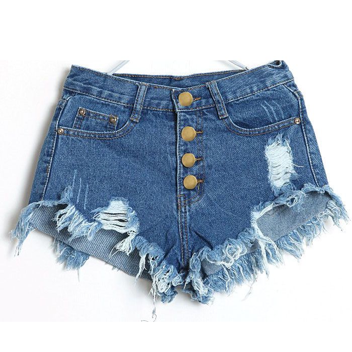 short jeans cintura alta rasgado