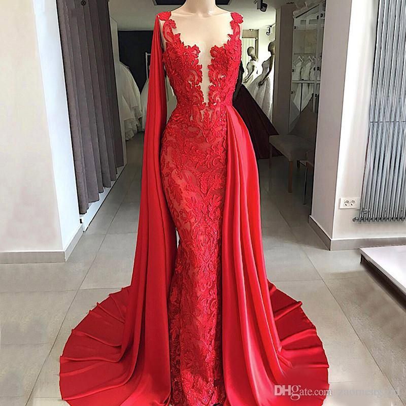 red mermaid wedding dress