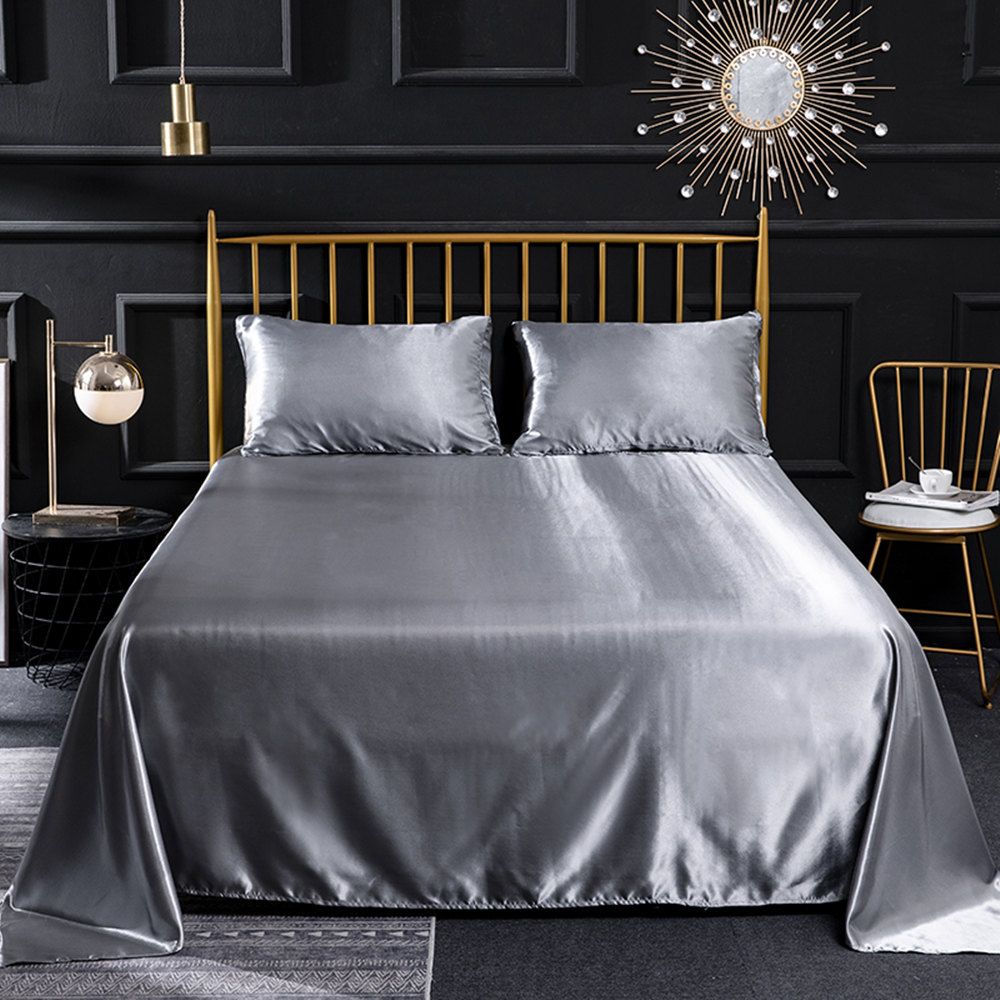 Satin Silk Bedding Set Queen Soft Tasteful Duvet Cover King Luxury