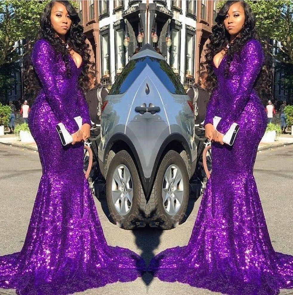 Sequins Mermaid Long Prom Dresses 