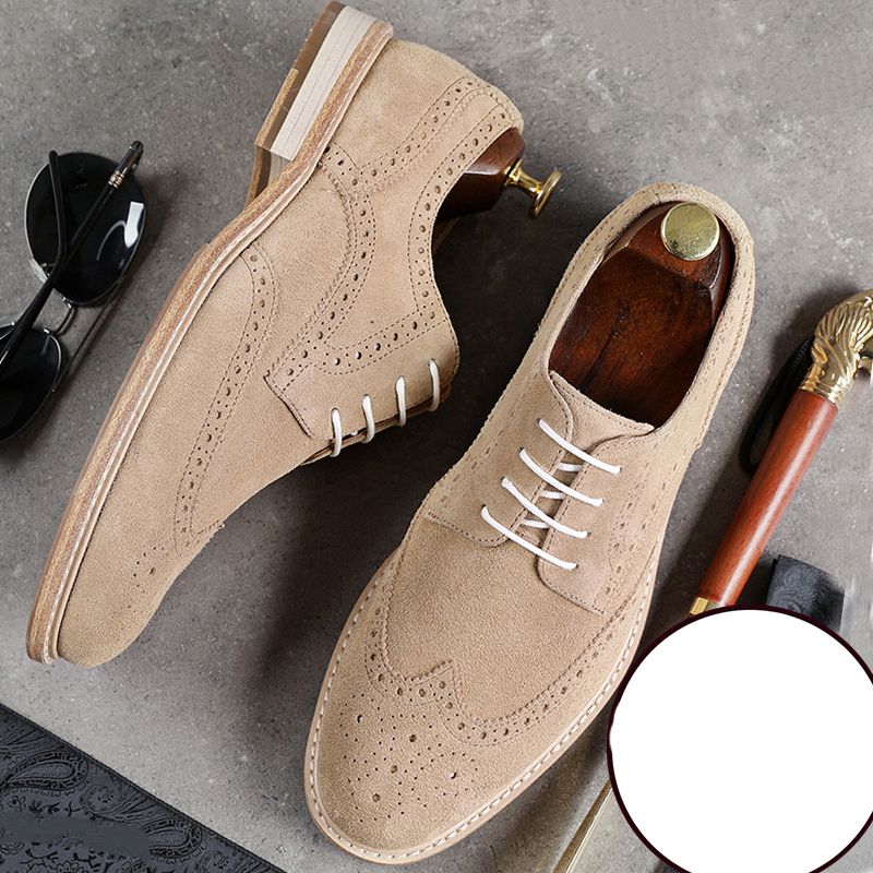 S Brogues Office Shoes Suede Leather 